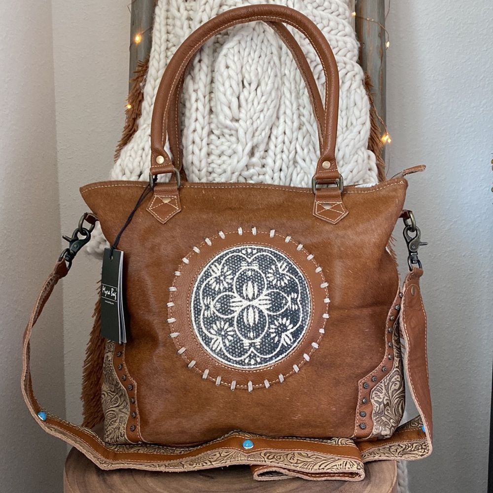 Myra Bag Vintage Cottagecore Leather& Hairon Bag NWT